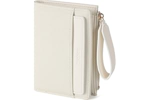 RRANCharltu Geldbörse Damen aus weichem Leder, Portemonnaie Damen klein Geldbeutel klein mit viele Kartenhalter Geldbörse mittelgroß mit Reißverschluss-Armband und Münzfach, Weiß