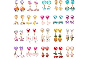 MAZYPO 20 Pairs Clip on Earrings for Girls, Kids Clip on Earrings, Toddler Earrings Princess Play Jewelry Set, Party Favor Stick on Earrings for Little Girl 4-6, 7, 8, 10, 12