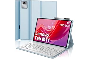 SENGBIRCH Funda con Teclado para Lenovo Tab M11 (2024) 11" (TB330FU / TB330XU) - Teclado Español Ñ Bluetooth Inalámbrico Extraíble para Tablet Lenovo TabM11 (2024) 11", Azul Claro