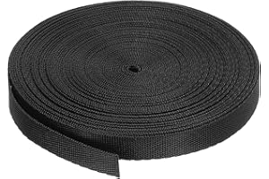 sourcing map Flat Nylon Webbing Strap 3/8 Inch 10 Yards Polypropylene Webbing Black for Backpack, Luggage-rack, Outdoor Climbing, DIY Craft