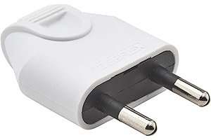 Debflex 713010 Prise 250 V 2P Electrique Fiche Male Broche D.4mm Protegees Sortie Droite à Coiffe - Blanc