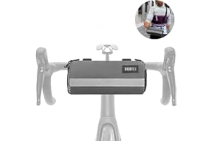 NORTEI Bolsa Manillar Bicicleta Carretera, Gravel y BTT – Mochila Bikepackaging con Correa Extraíble para Hombro y Cremallera Impermeable – 23 x 10 cm – 2L (Gris)