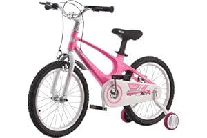 LSBIKE Kids Bike 14 16 18 Inch Magnesium Alloy Boys Girls Children Bicycle with Stabilizers Ages 2-9 Years Blue Pink Bicycle Double Brakes Training Wheel Freestyle Children Bike