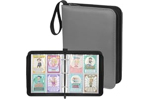 Skycase Trading Card Binder Holder, Fit for Pokemon Card Binder Pocket PU Leather Photocard Binder 400 Slot 50 pages Card Sleeves Holder Baseball Card Album Binder Folder, Gray