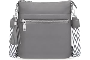 TEUEN Sac à Bandoulière Moyen pour Femmes, Élégante Sac a Main en Cuir Artificiel avec Multi-Poches ＆ Bandoulière Détachable Ajustable Grande Sac à Franges pour Shopping Rendez-vous Voyage
