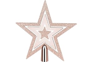 URATOT Glitzernde Weihnachtsbaumspitze aus Kunststoff, 5-Punkt-Stern, Weihnachtsbaumspitze für Urlaub, Weihnachtsbaumschmuck