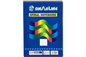 Sinarline A4 (297mm x 210mm) 5mm Square Top Spiral Graph Notebook 70 Sheet