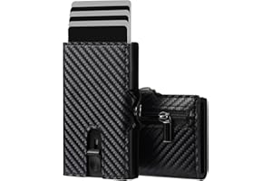 VpiuV® Kreditkartenetui mit RFID NFC Schutz,Slim Brieftasche für Damen und Herren, abgeschirmt, Ausweishalter für Herren aus Aluminium mit Münzfach, B-schwarz, Modern