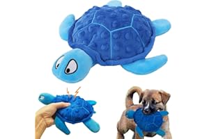 JWTEEE Hundespielzeug Quietschend - Interaktives Plüsch Meeresschildkröte Kauspielzeug für Kleine und Mittlere Hunde, Perfekt für Welpen zum Zahnen und Indoor & Outdoor Play (Blau)