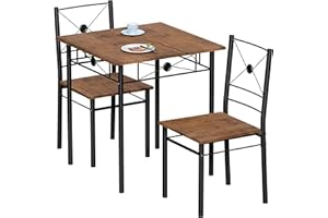 Vida Designs Roslyn Dining Table and Chair Set, Kitchen Breakfast Modern Contemporary Furniture Set (Dark Wood, 2 Seater)
