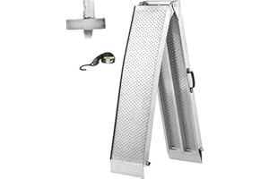 FACHNUO TOOL FACHNUO Rampe Pliable 228x28cm, Capacité de Charge 340 kg pour Moto, Quad, Pick-up avec Poignée Transportable, Surface Anti-Dérapante, Gain de Place (1 Unité, Argent)