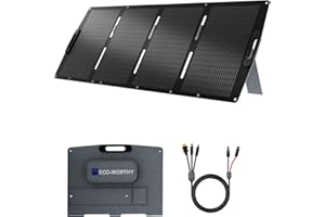 ECO-WORTHY Panneau Solaire Portable 200W, XT60, ETFE, Panneau Solaire Pliable Mono, Jusqu’à 23% d’efficacité, Approprié à la centrale électrique, extérieur, camping-car, jardin