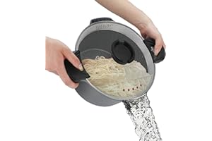 ROSSETTO Marmite à pâtes 24 cm Cuiseur à Pâtes avec couvercle verrouillable, 4.5 L Casserole Spaghetti Couvercle verre, Revêtement antiadhésif, Facile à nettoyer, Cuisine saine