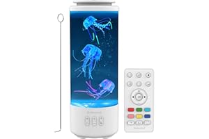 EYESOUND Quallenlampen, Bluetooth-Lautsprecher, weißes Rauschen, LED-Quallen-Aquarium-Nachtlicht, 7 Farbwechsel mit 4 Lichtmodi, Stimmungslampen-Geschenke für Kinder, Teenager, Mädchen, Jungen, Erwachsene