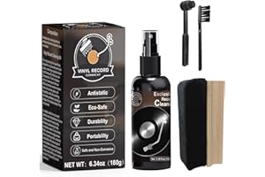 INNOVAYOU Kit de nettoyage de disques vinyles - Accessoires pour tourne-disque vinyle - Comprend une brosse en velours doux, une solution de nettoyage, une brosse à stylet et une brosse pour velours