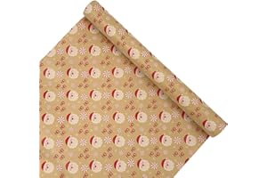HBell Weihnachten Geschenkpapier Rolle,43cm x 15m Santa Claus Geschenkpapier,Xmas Kraft Geschenkpapier,Perfekt für Weihnachten Geschenkverpackung,Neujahr, Festival,Party Dekorationen