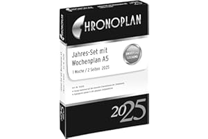 ‎CHRONOPLAN Chronoplan 50295 Kalendereinlage 2025 (Jahres-Set A5 (148x210mm), Ersatzkalendarium für Terminplaner, Wochenplaner, für detaillierte Wochenplanung, 1 Woche auf 2 Seiten, mit Universallochung) weiß
