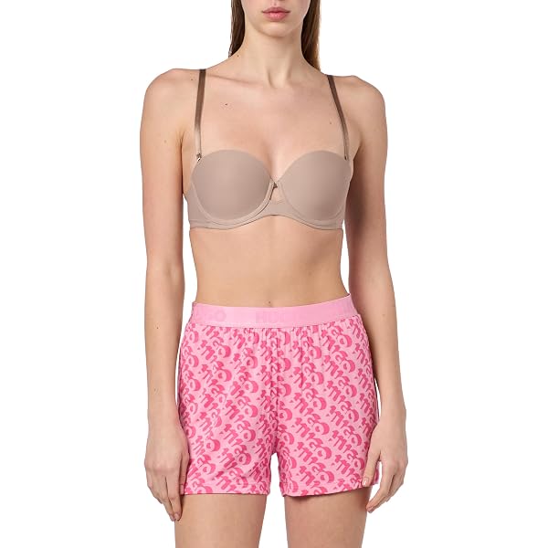 HUGO Damen Sporty Logo Loungewear Short – Mit Logo-Print, Baumwoll-Mix, Mittlerer Bund