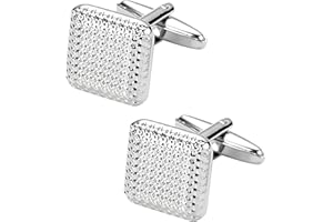 Jonwo 4 Colors Square Metal Cufflinks for Men with Gift Box Silver, Gold Plated, Black, Rose Gold Men Cufflink for Wedding Dress Shirt Party Birthday Anniversary Dress