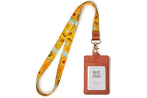SENLLY Carte Porta Badge Identificativo Pelle PU con Cordino da Collo, 2 Tasche per Carte e 1 Finestra Trasparente ID, Badge Card Holder per Donne e Uomini