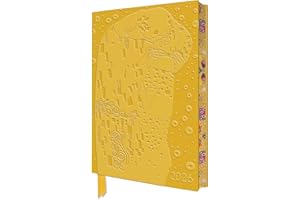 Gustav Klimt: The Kiss 2026 Artisan Art Vegan Leather Diary Planner - Page to View with Notes: Original Flame Tree Publishing DIN A5-Format Exquisit ... künstlerisch gestalteten Buchschnitt