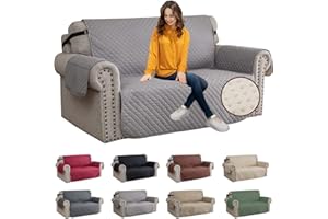 ‎XINEAGE XINEAGE Sofa Überzug, Sofabezug 2 Sitzer Reversible, Wasserdicht Sofabezug, Sofaüberwurf, Sofa Möbel Protector, rutschfeste Sofabezüge für Hunde Haustiere (2 Sitzer, Hellgrau)