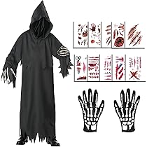 Häftling Kostüm Herren - Prisoner Umhang Mit Kapuze & Tattoo-Aufkleber