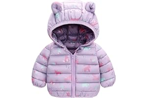 JinBei Chaqueta Invierno para Bebés, Niños Niñas Abrigo Plumas con Capucha, Unicornio Dinosaurio Cazadora Chandal Acolchado Traje CáLido Grueso Ligero Infantil Otoño Nieve Niño Niña 1-5 Años