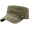 YeeHeen Unisex Cadet Army Cap Adjustable Flat Top Cap Washed Cotton Military Hat Baseball Cap