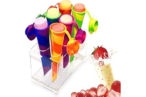 Bangp Silicone Homemade Popsicle Moulds, DIY Pure Color Popsicle Maker Moulds with Attached Lids, Pop Ice Maker, Reusable, Set of 6 with Disassemble Shelf (Colorful)