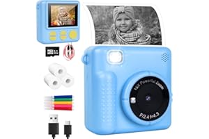 GOOPOOL Camara de Fotos Instantaneas - Camara Fotos Infantil 2.4" HD 1080P Cámara Instantánea para Niños con Tarjeta de 32GB,Bolígrafos de Colores y Papel de Impresión Regalos Juguete (Azul)