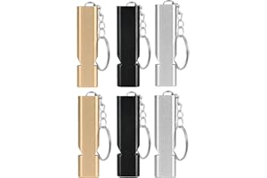 DAELESR 6 Pcs Sifflet de Survie d'urgence, Double Tubes Métal Haute Décibel Porte-clés Sifflet, Sifflet de Sécurité, Sifflet Survie pour L'école Gym, Randonnée, Camping en Plein Air, l'escalade, Chasse