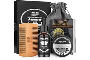 ISNER MILE Kit barbe pour homme avec huile à barbe, peigne à barbe, baume à barbe