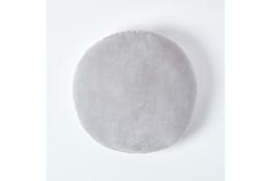 HOMESCAPES Cuscino rotondo 40 cm in puro cotone morbido tinta unita grigio chiaro, decorazione divano o poltrona