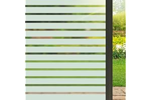 Mgood Vinilos para Cristales Diseño a Rayas 44.3 x 200cm, Vinilo Ventana Privacidad Translucido Electrostaticos Anti UV Vinilo sobre Cristal para Hogar Oficina Puerta Cristal, Rayas Anchas