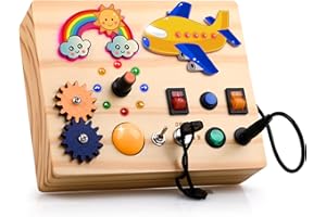 ARANEE Busy Board für Kleinkinder Activity Board Montessori Spielzeug für die Bildung Spielzeug Licht Led Busy Bord Alter 1 2 3 Jungen und Mädchen Spielzeug (Regenbogen)