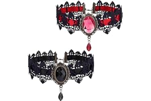 UILYNIU Confezione da 2 collane girocollo gotiche da donna in pizzo gotico elegante collare con strass steampunk vampiro girocollo per feste di nozze balli di fine anno festival Halloween