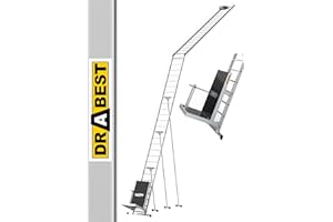 DRABEST Monte-Panneaux Solaires - Aluminium Élévateur pour Panneaux solaires - Échelle Support avec Treuil Électrique Monte de Charge - Échelle de Toit avec Une Corde de 12 m - Max 125 kg