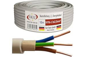 OKSI 10m NYM-J 3x2,5 mm² Mantelleitung Feuchtraumkabel Elektrokabel Kupfer Made in Germany