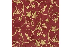 ‎IHR IDEAL HOME RANGE IHR Ideal Home Range - Servietten Weihnachtssterne STAR GARLAND red gold Sternschnuppen Sternenhimmel Goldstern 20 St. Lunch-Servietten 33 cm x 33 cm