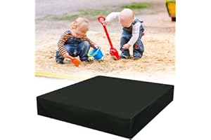 MINISOISO Sandkastenabdeckung mit Kordelzug, 150x150cm wasserdichte Sandkasten Abdeckung, Staubdichte Sandkasten Abdeckung, Schwarz Sandkastenplane für Sandkasten, Pool, Terrase, Garten