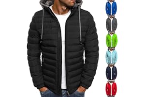 UHOUSE Winterjacke Herren Daunenjacke mit Kapuze Warm Jacke Leichte Steppjacke Winter Herren-Jacken Bequeme Kapuzenjacke Casual Puffer Jacket Basic Übergangsjacke Outdoor Softshelljacke Baumwolle Kleidung