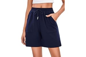 Marvmys Short Bermuda Décontracté d'Été à Taille Haute pour Femmes avec Poches Le Jogging Quotidien Et Le Fitness S-XXL