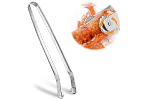 LOHCA Pince Barbecue INOX à Roulette - 40 cm - Ustensile Professionnel pour Griller, Cuisson et Buffet Extérieur - Idéale pour Saucisses, Viande, Salade et Fruits