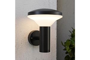 NBHANYUAN Lighting® Outside Lights Mains Powered LED Outdoor Wall Light Fixture Black Paint Finish SUS304 Stainless Steel Exterior Light IP44 Weatherproof 3000K Warm White for Porch 1000LM