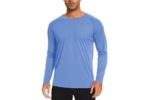 TACVASEN T Shirt Anti UV Homme Manche Longue Haut de Sport à Séchage Rapide Tops d'extérieur en Col Rond