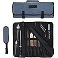 Asaya Chef Knife Roll Bag - 20 Total Pockets for Knives and Kitchen Utensils - Made with Stain Resistant Waxed Nylon - For Chefs and Culinary Students - Knives Not Included(Blue)