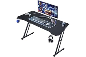 play haha Gaming Desk 120 x 60cm Large Computer Table PC Gaming Desk for Home Office, Metal Frame Gaming Table with Cable Tray and Headphone Hook