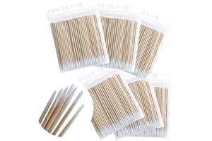 ORRDIFFI 600 Stück Wattestäbchen Holz Spitz,Reinigungsstäbchen,Microbrush Stäbchen Wattestäbchen für Tattoo,Augenbrauen,Beauty,Lippenstift,Wimpern, Make-Up,Nagel Zubehör,Augenbrauen Tattoo