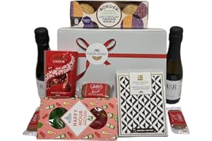Fleur Foods Chocolate Hamper with Prosecco and Biscuits - Exquisite Birthday Hamper for Men and Women - Gourmet Chocolate Wine Present Box for Anniversaries Valentines Day Gift and Special Occasion